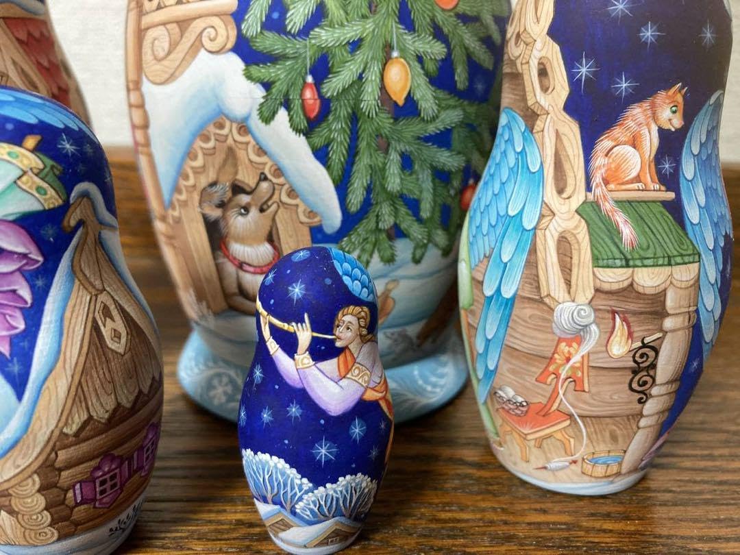 ロシア雑貨☆イコンマトリョーシカ クリスマス(5P)コブロフ工房 Amazon | ロシア雑貨イコンマトリョーシカ クリスマス(5P